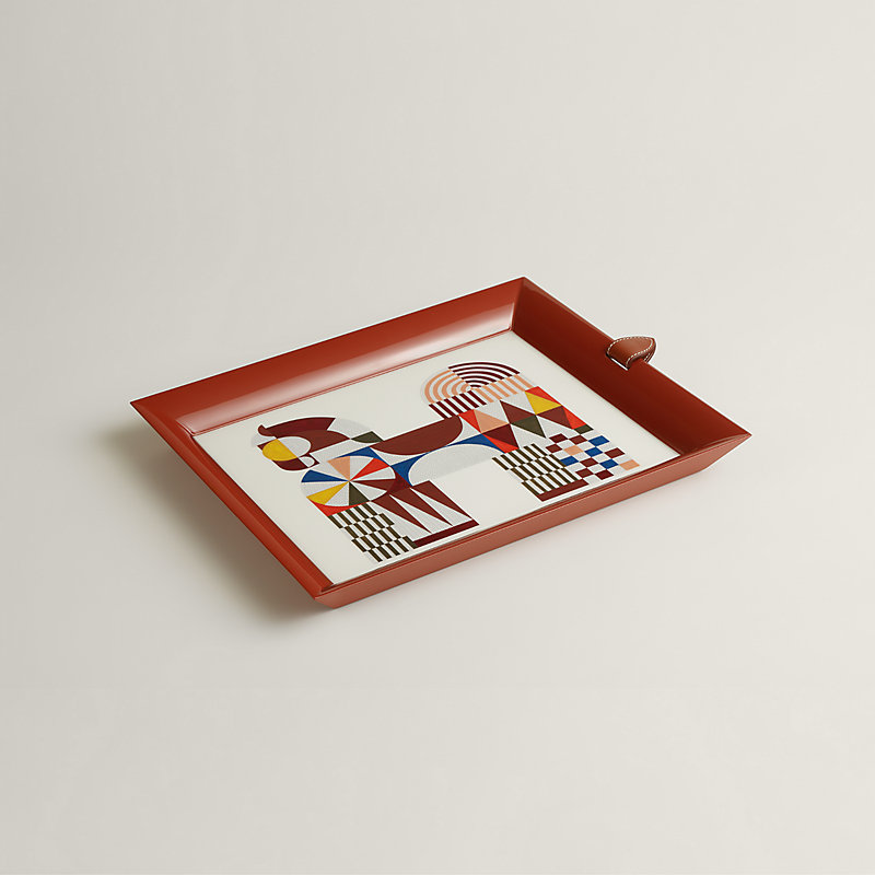 Atrium Cheval Natte tray, small model - Brown | Hermès USA